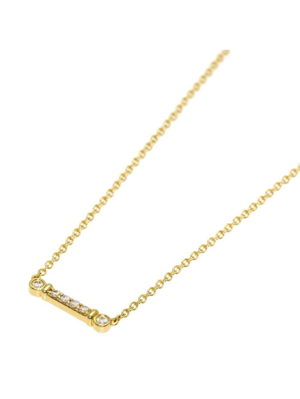 Tiffany & Co Fleur de Lis Key Diamond Necklace 18k Yellow Gold